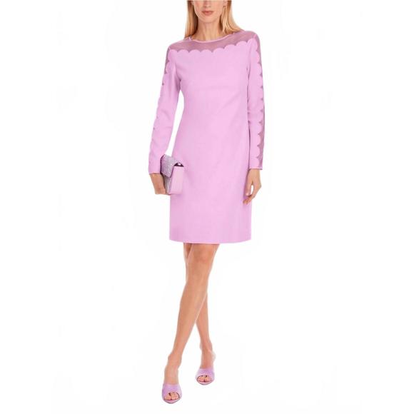 NEW MARC CAIN transparent opaque short sheath dress in deep lavender - Picture 1 of 5